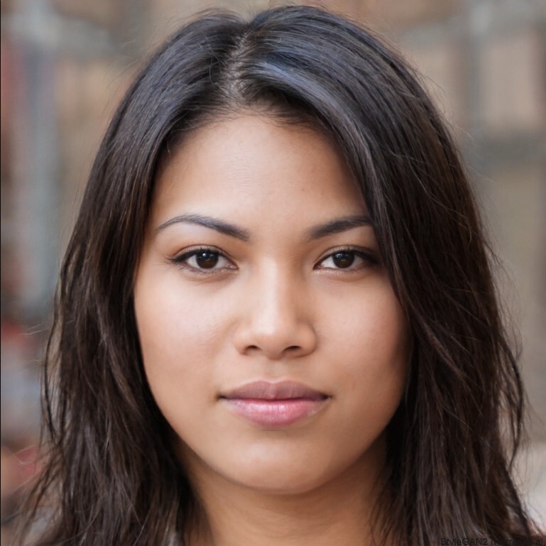 Portrait of a woman with long black hair